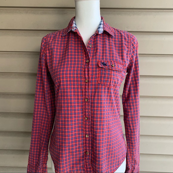 Abercrombie & Fitch Tops - •Abercrombie & Fitch• Red & Blue Plaid Button Down Blouse - Size Small